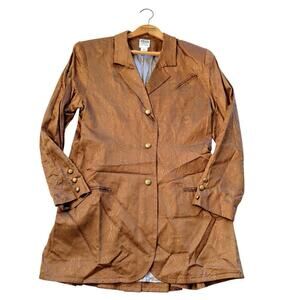 Jeanne Marc Vintage Blazer Jacket Size L 16/18 Gold Leaf Print Art To Wear